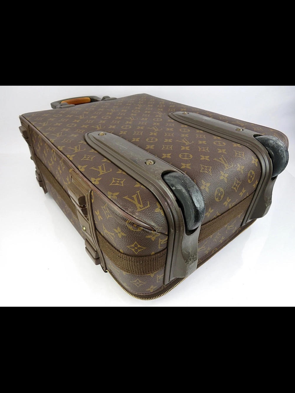 Louis Vuitton Brown Monogram Carry-On Suitcase with Leather Trim - Picture 9 of 16